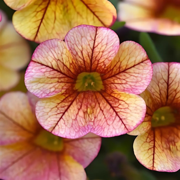 Calibrachoa hybrida 'Minifamous Uno Orange and Red Vein'